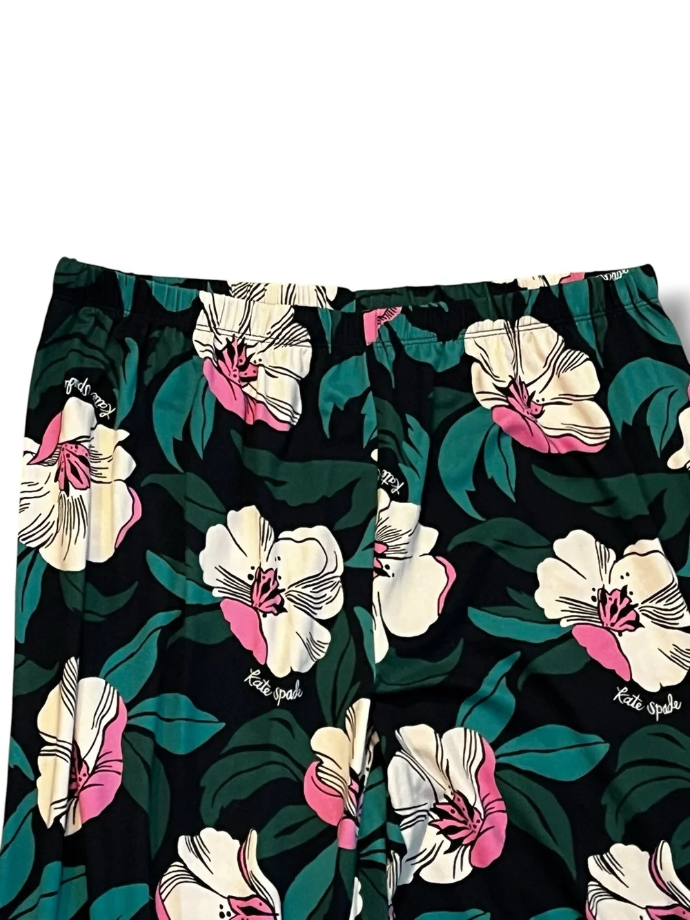 Kate Spade Pajamas 2 piece Set Blossom Floral Print Navy Pink Large/XL Soft Knit